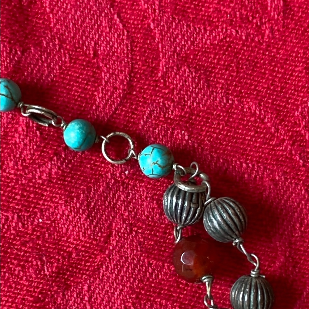 Chico’s Turquoise and Glass Statement Necklace - Picture 8 of 13